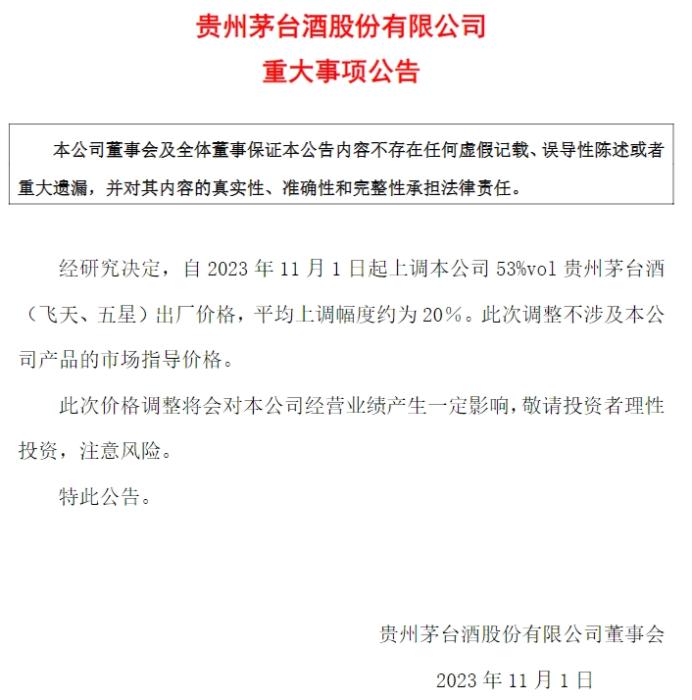 貴州茅臺公告截圖。