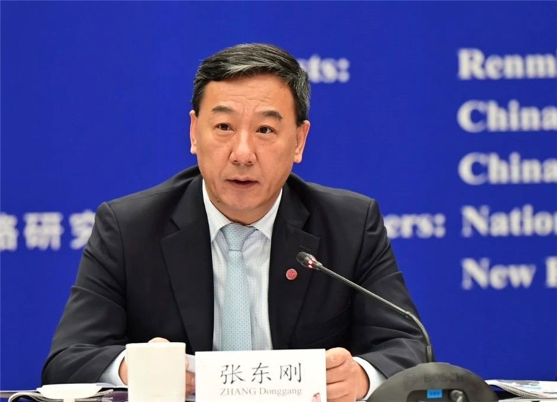 中國人民大學(xué)黨委書記、國家發(fā)展與戰(zhàn)略研究院理事長張東剛作論壇開幕致辭。主辦方供圖