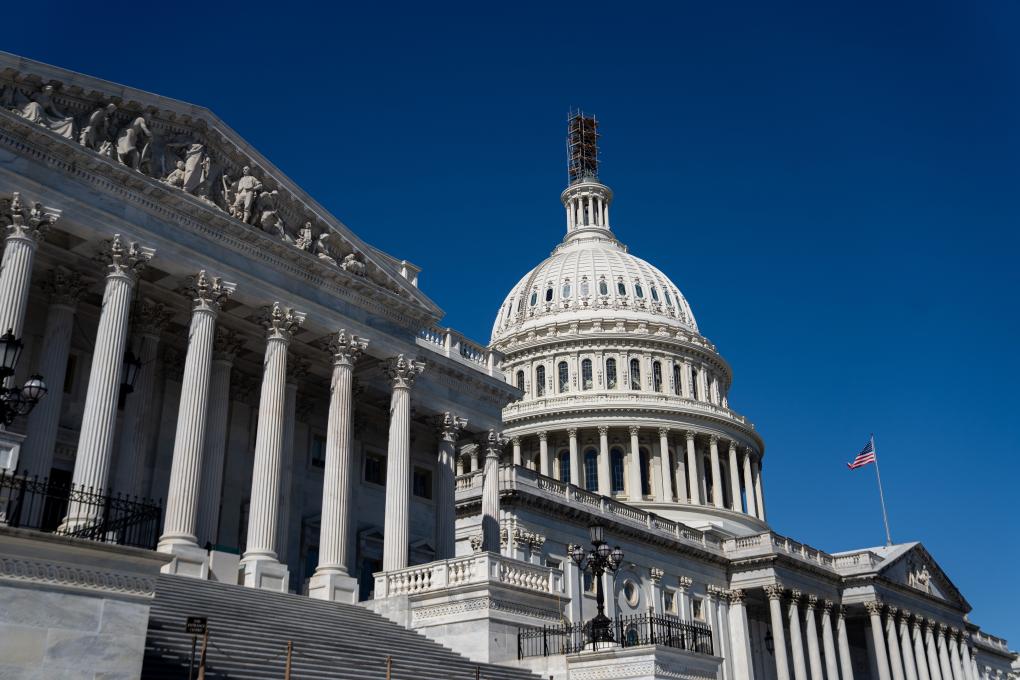 圖為2023年10月11日在美國首都華盛頓拍攝的國會大廈。新華社記者 劉杰 攝