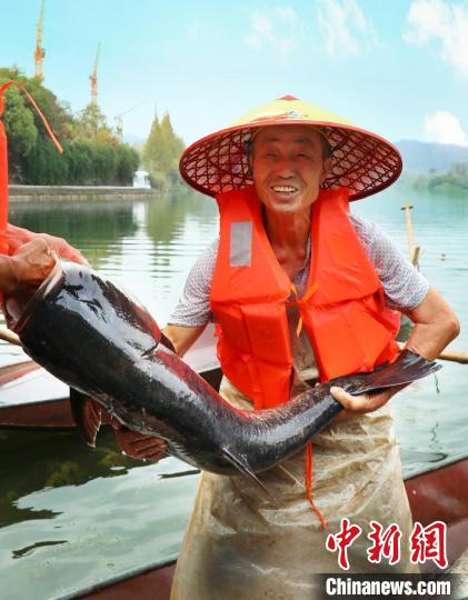 工作人員展示捕撈成果。　主辦方供圖