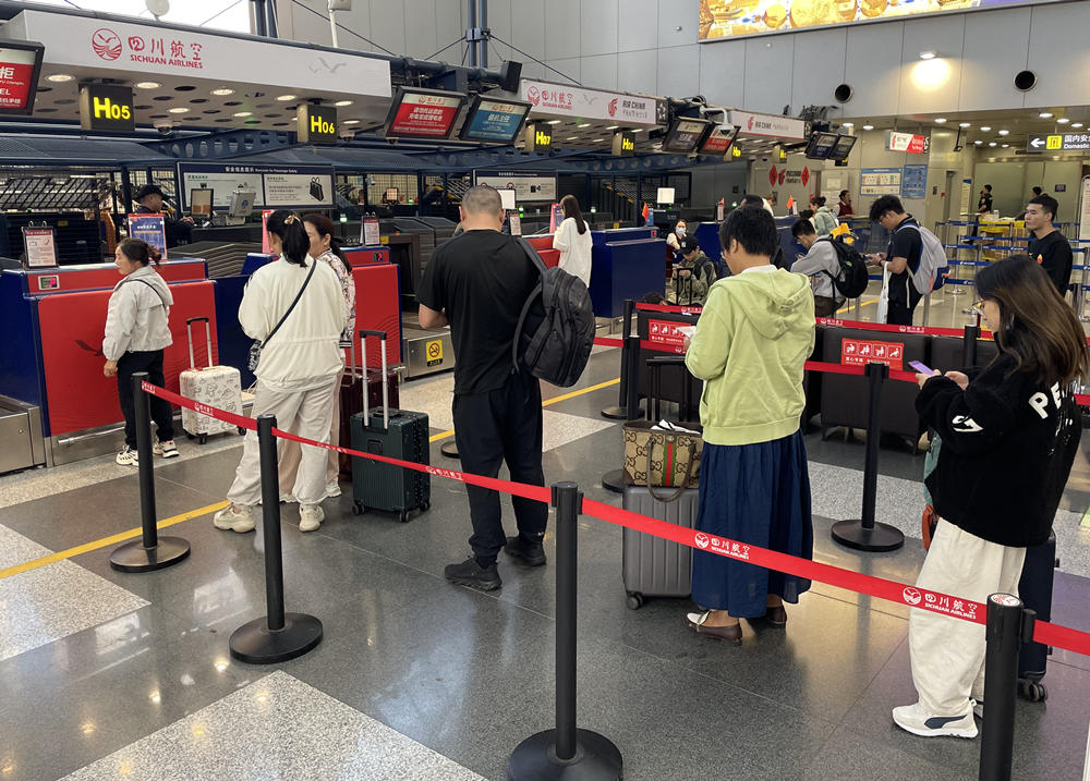 旅客在首都機場排隊辦理登機手續(xù)。人民網(wǎng)記者 喬雪峰攝