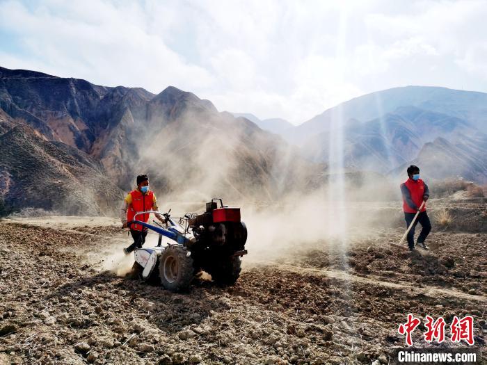 圖為拖拉機在山地犁地?！?zhí)砀?攝