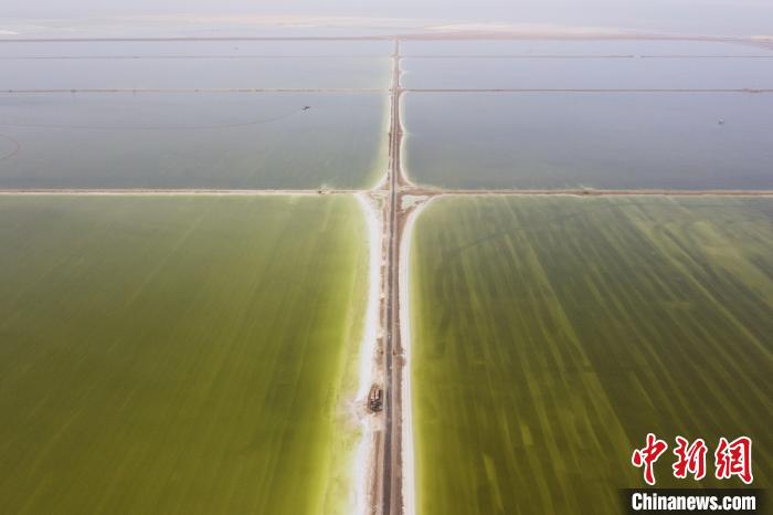 航拍春日的察爾汗鹽湖?！●R銘言 攝