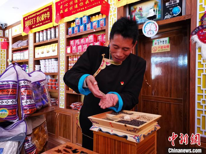 圖為洛桑旦增介紹青稞的功效?！垈?攝