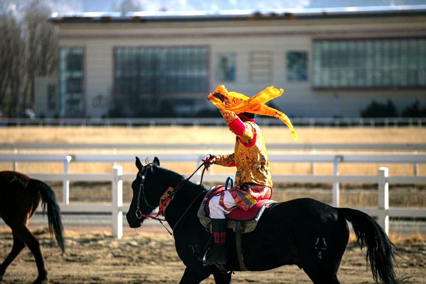 藏歷新年，精彩的馬術(shù)表演。張靜攝