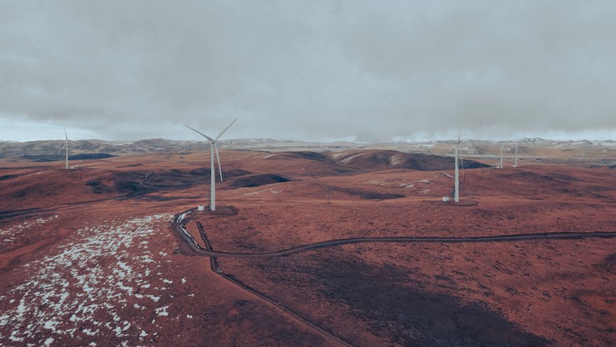 西藏自治區(qū)那曲市色尼區(qū)100兆瓦風(fēng)電。趙清鵬攝